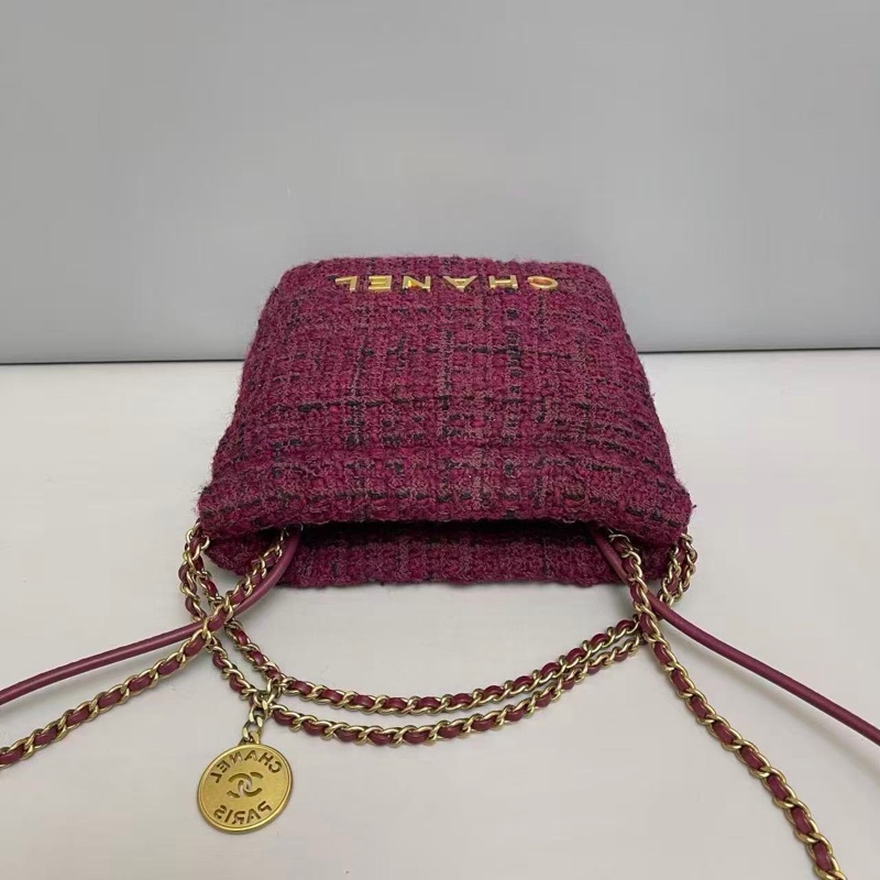 全新全配❤️晶片❤️ 香奈兒 #22bag #mini #酒紅色 #毛呢-11