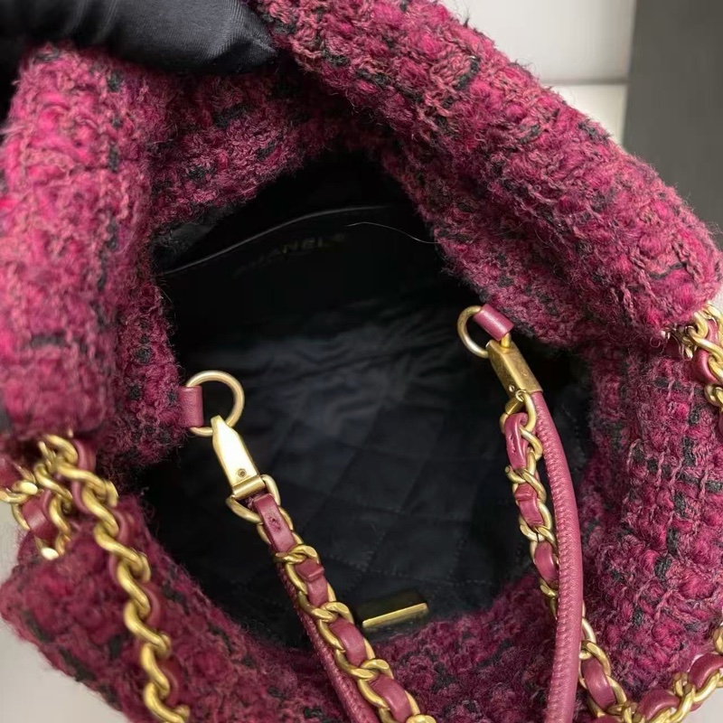 全新全配❤️晶片❤️ 香奈兒 #22bag #mini #酒紅色 #毛呢-12