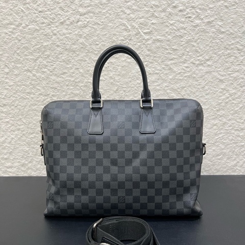 98新LV路易威登Damier Graphite黑棋盤格馬蹄公文包