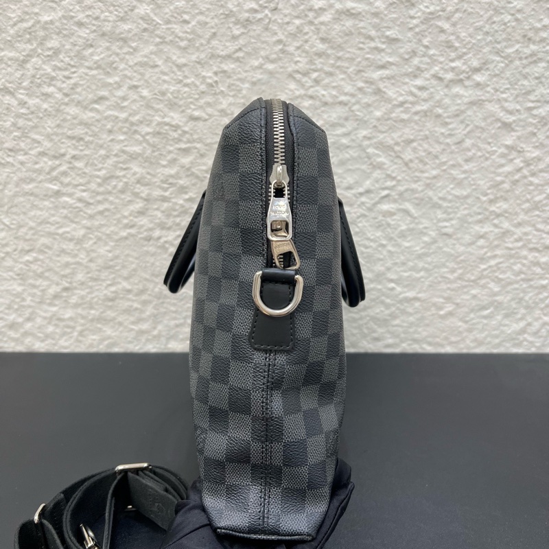 98新LV路易威登Damier Graphite黑棋盤格馬蹄公文包-2