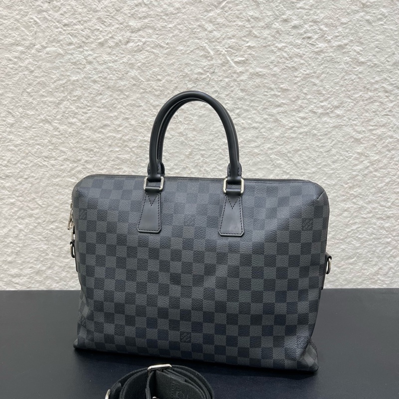 98新LV路易威登Damier Graphite黑棋盤格馬蹄公文包-6
