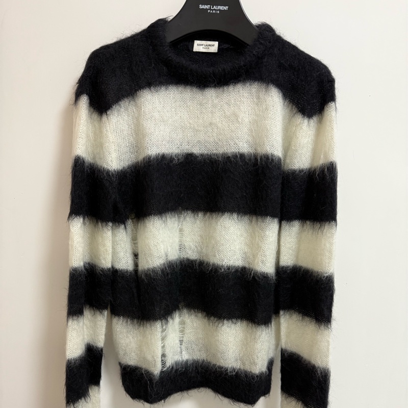 Saint Laurent black and white distressed sweater M 毛衣-2
