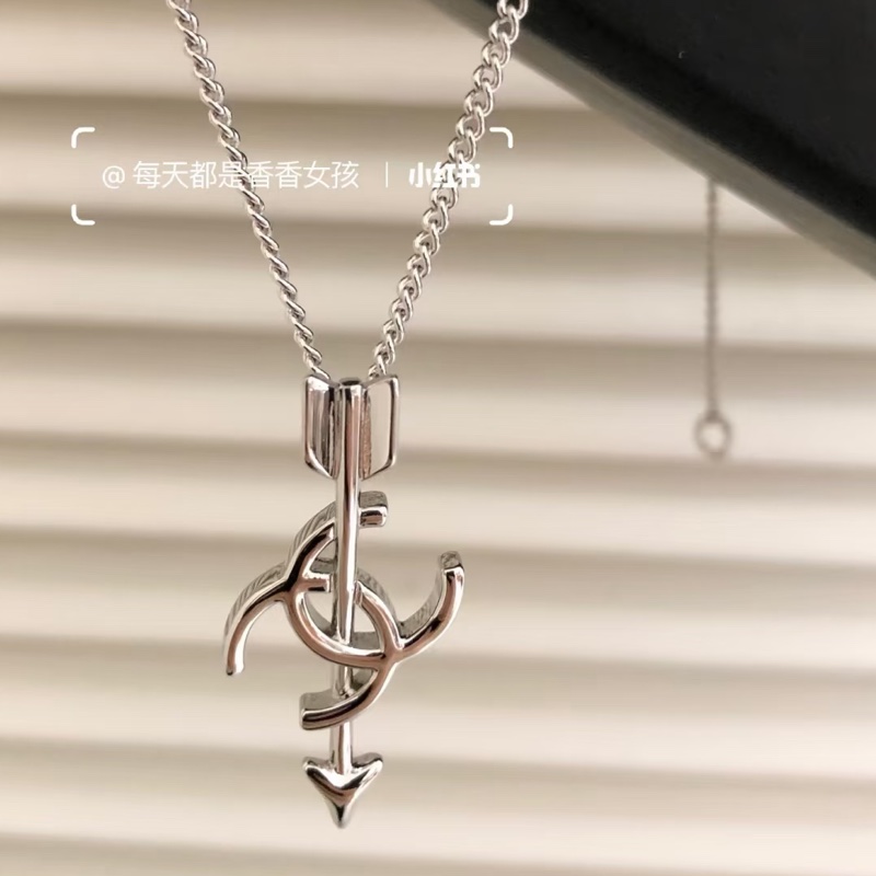 Chanel 銀色邱比特💘一箭穿心項鏈 26S全新-0