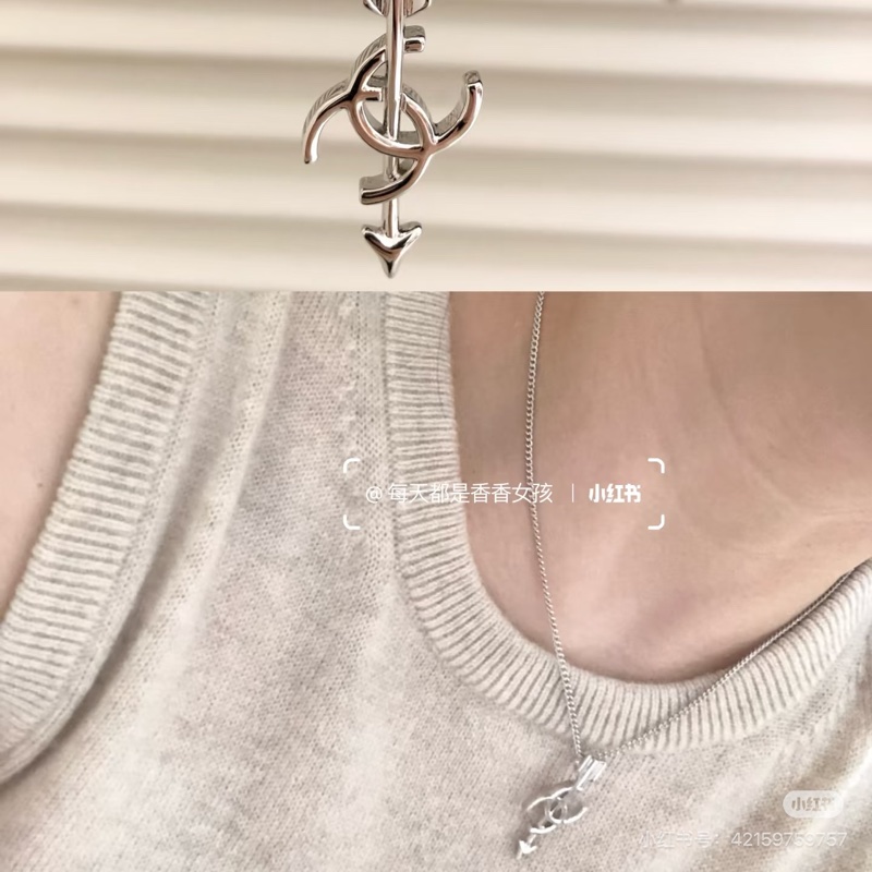 Chanel 銀色邱比特💘一箭穿心項鏈 26S全新-1