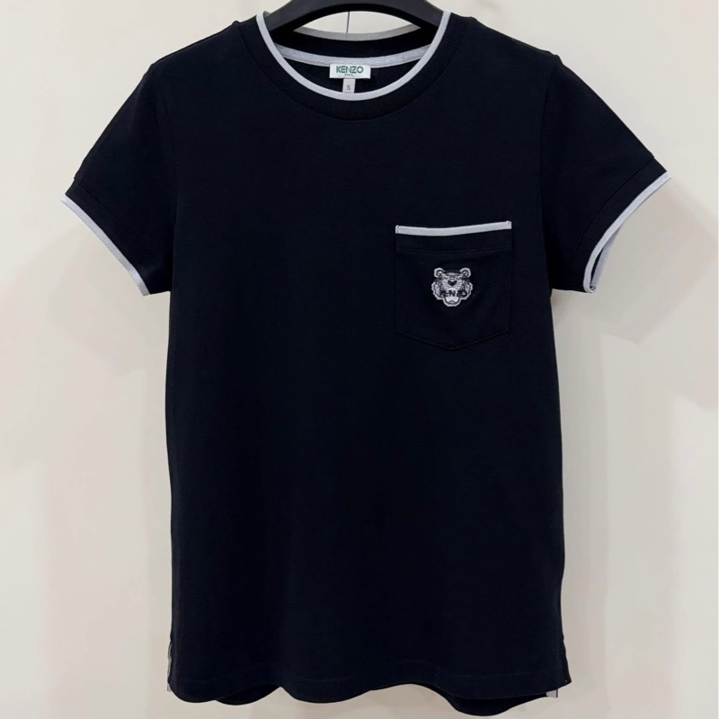 KENZO虎頭刺繡口袋滾邊上衣 黑色-2