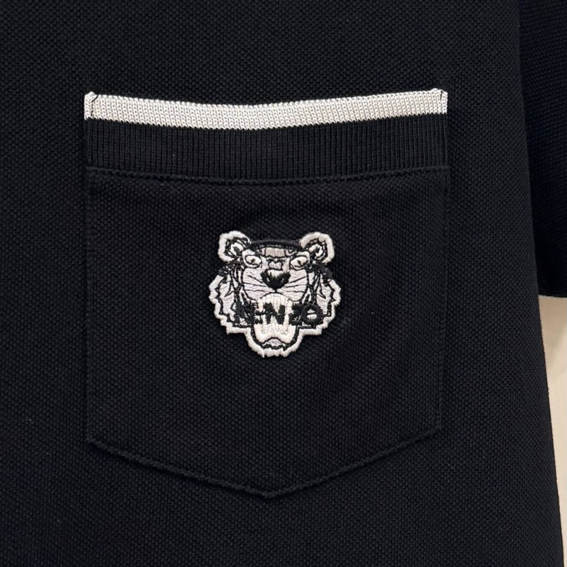 KENZO虎頭刺繡口袋滾邊上衣 黑色-4