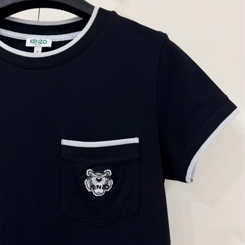 KENZO虎頭刺繡口袋滾邊上衣 黑色-5