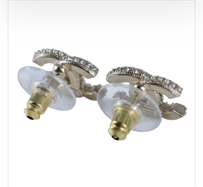 香奈兒 CHANEL CC LOGO 耳環 耳釘 C24V 水鑽雙C耳環 原廠盒子-2