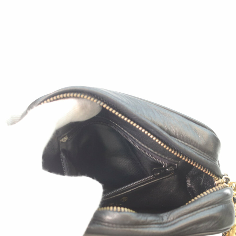 香奈兒黑色小羊皮迷你肩背包，搭配金色五金配件、Coco標誌和流蘇 - 女士-8