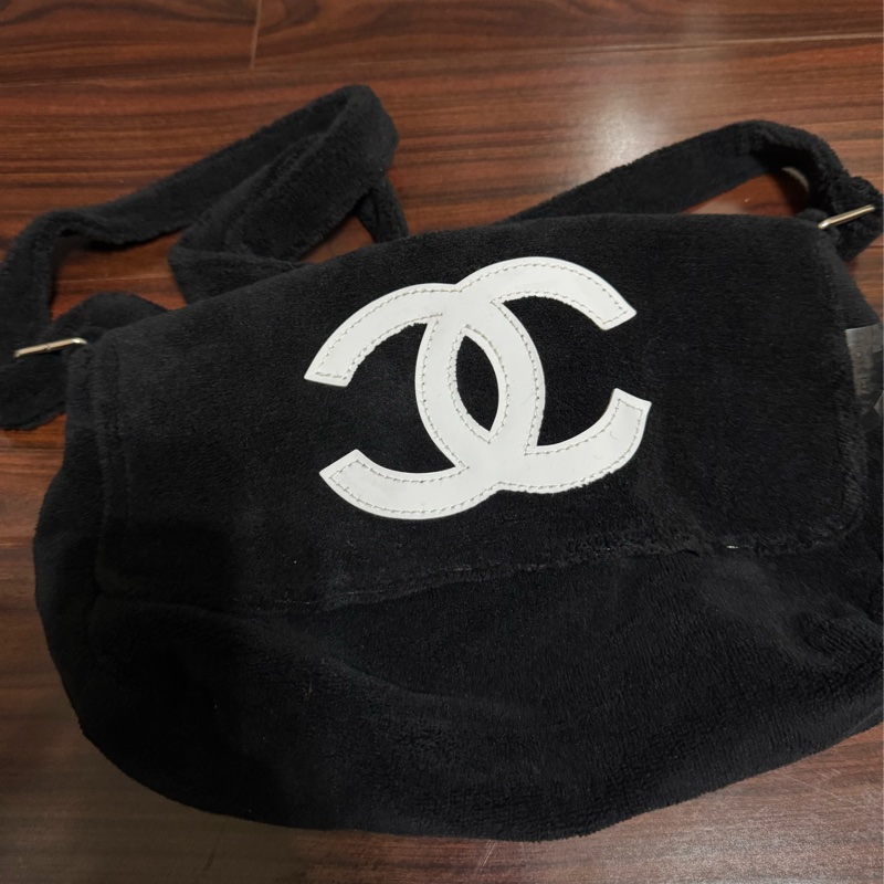 CHANEL Vintage 大CC 毛巾布 腰包 斜背包-0