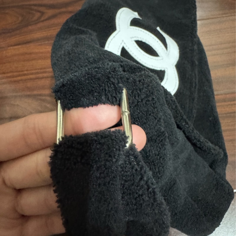 CHANEL Vintage 大CC 毛巾布 腰包 斜背包-4