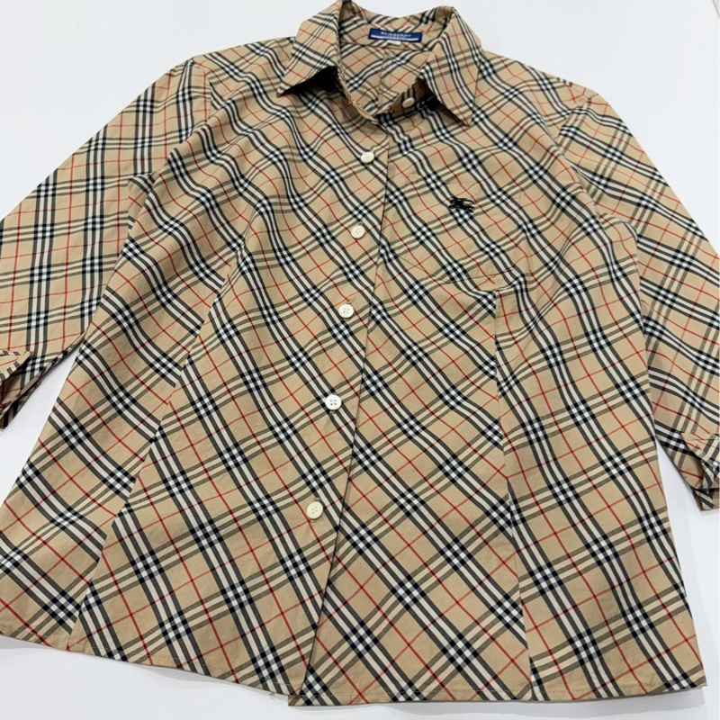 BURBERRY 藍標 經典格紋反折袖戰馬口袋襯衫-6