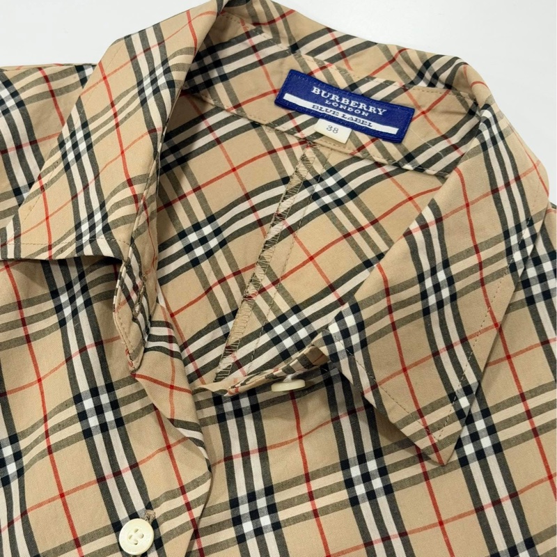 BURBERRY 藍標 經典格紋反折袖戰馬口袋襯衫-7