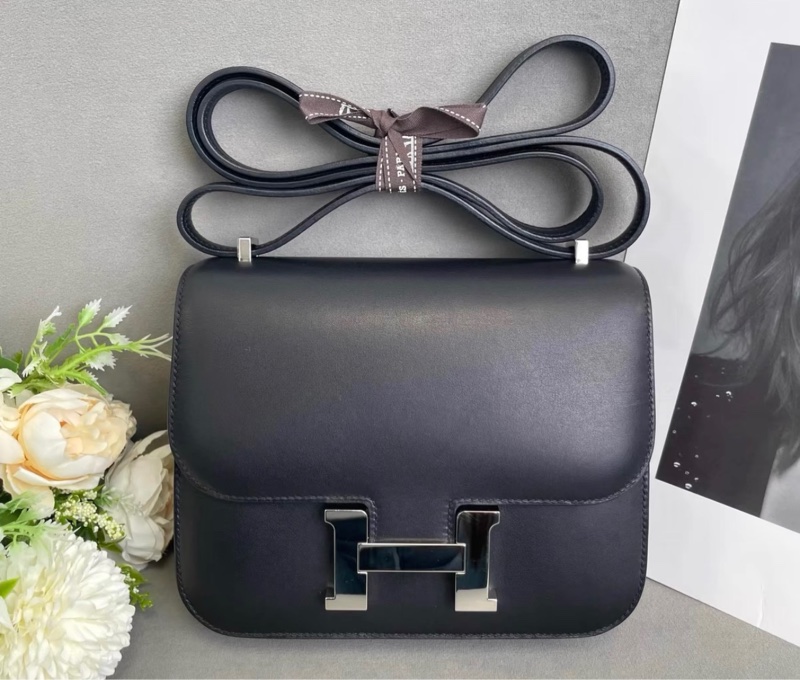 Hermes愛馬仕康康 mini Constance 19黑銀 ev皮 D刻-1