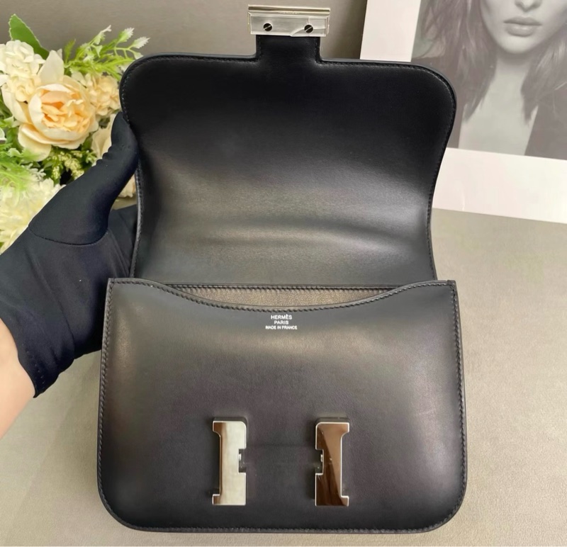 Hermes愛馬仕康康 mini Constance 19黑銀 ev皮 D刻-5