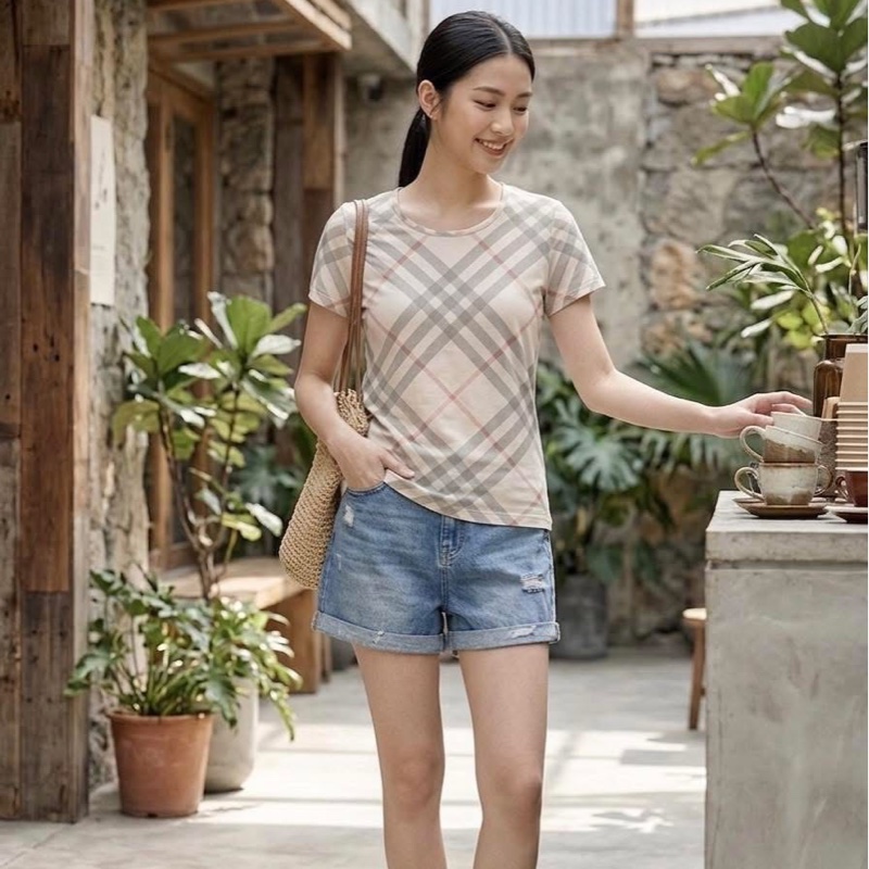 BURBERRY 倫敦 格紋短袖上衣-0