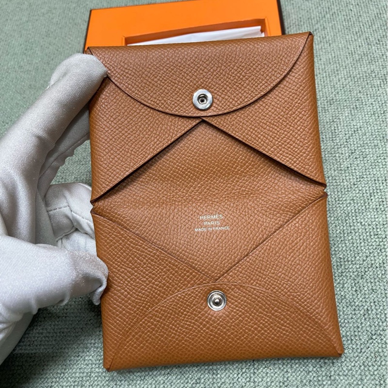 【97新 ✨ 全網最低價！】 愛馬仕 Hermes calvi  卡包 金棕色 有盒 可送禮（下單前先詢問庫存❗️❗️）-1
