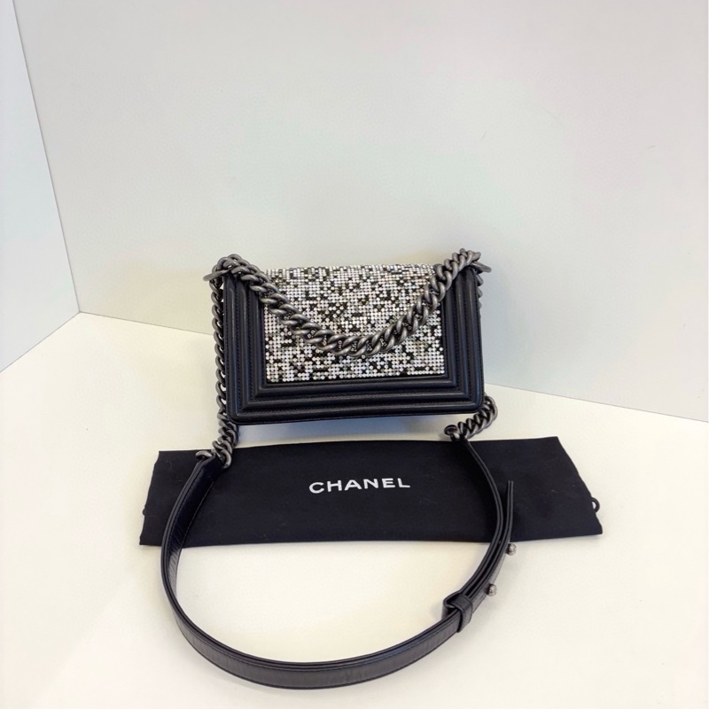 ✨Chanel Leboy限量滿鑽銀扣 小號💎-5