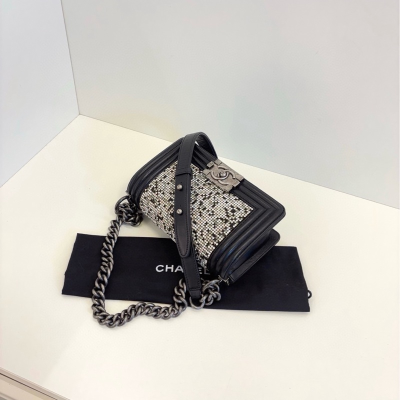 ✨Chanel Leboy限量滿鑽銀扣 小號💎-7
