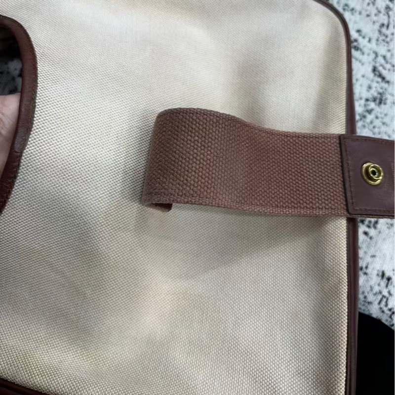 【90新 ✨ 全網最低價!】 中古Hermes愛馬仕 單肩包 斜挎包 金扣 經典款式 帆布拼牛皮 (下單前先詢問庫存❗️❗️)-19