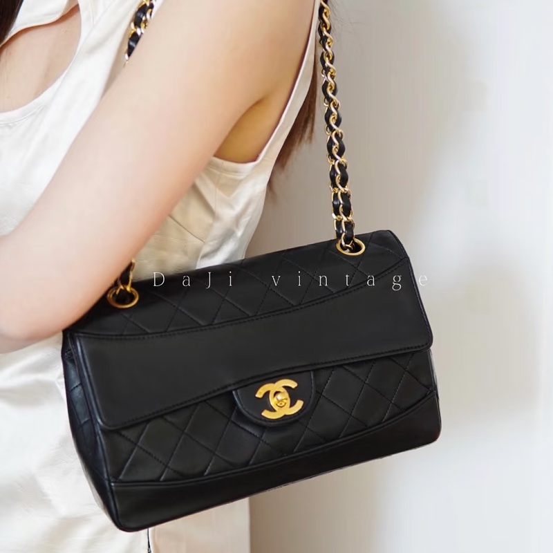 ✨Chanel vintage 黑金子母黛妃包有保卡🖤-0