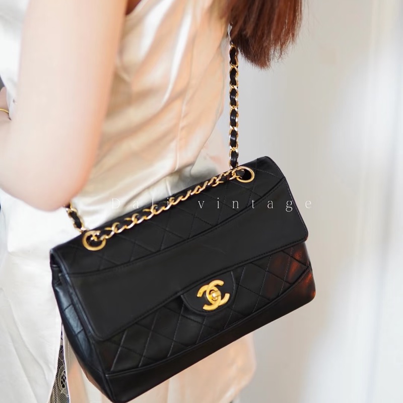 ✨Chanel vintage 黑金子母黛妃包有保卡🖤-1