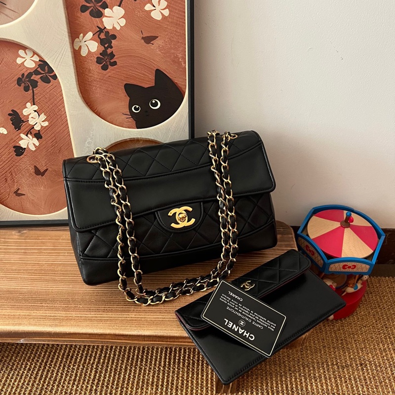 ✨Chanel vintage 黑金子母黛妃包有保卡🖤-2