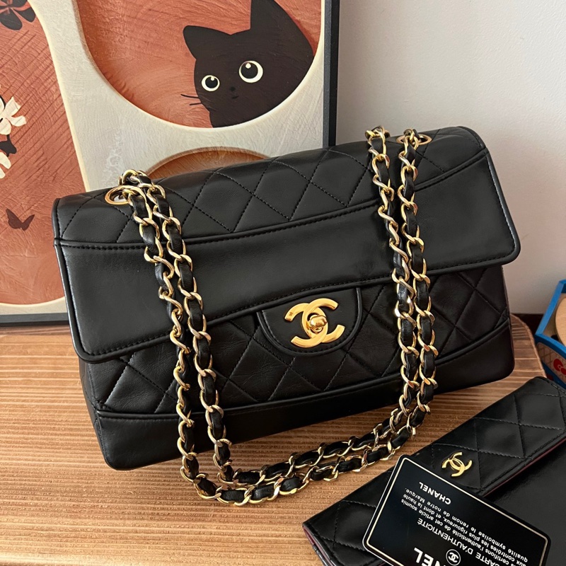 ✨Chanel vintage 黑金子母黛妃包有保卡🖤-3