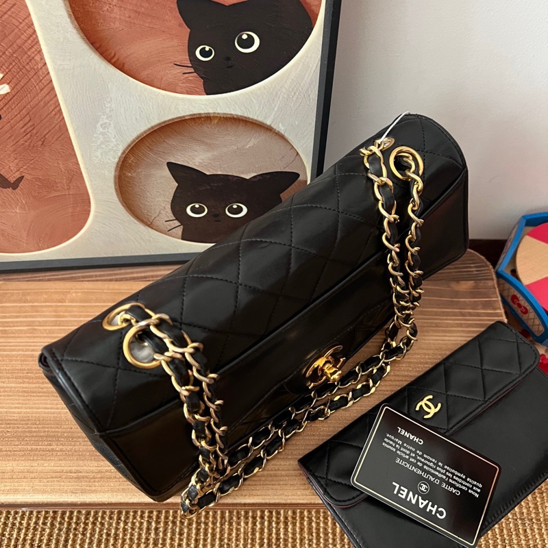 ✨Chanel vintage 黑金子母黛妃包有保卡🖤-4