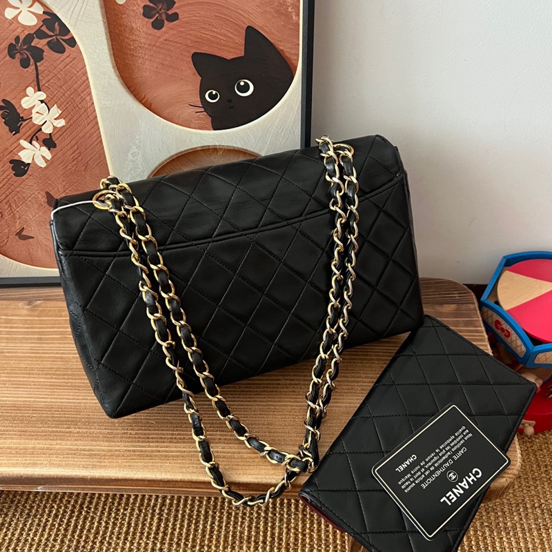 ✨Chanel vintage 黑金子母黛妃包有保卡🖤-6