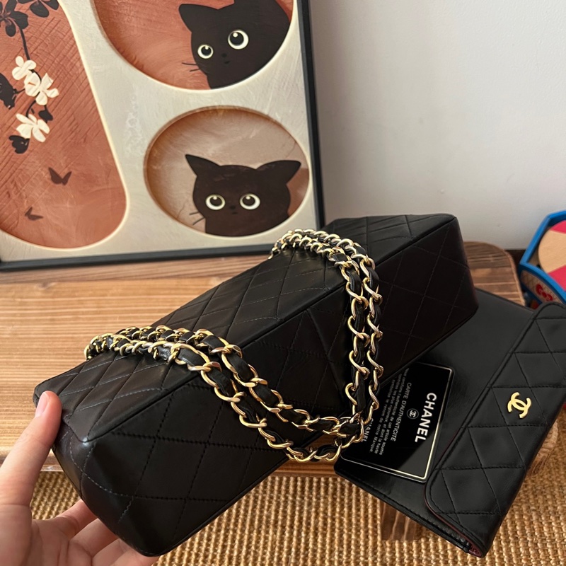 ✨Chanel vintage 黑金子母黛妃包有保卡🖤-8