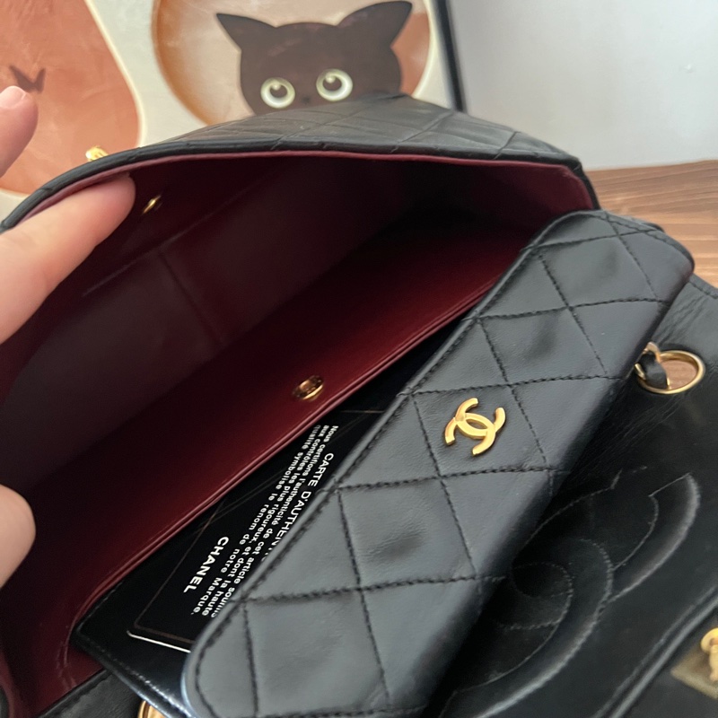 ✨Chanel vintage 黑金子母黛妃包有保卡🖤-10