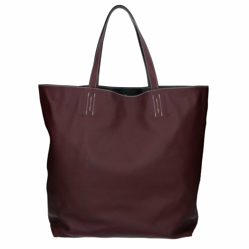 愛馬仕 Double Sens 38 Maxi Swift 雙面托特包(黑色/酒紅色)- 女士(□R 印章)-6