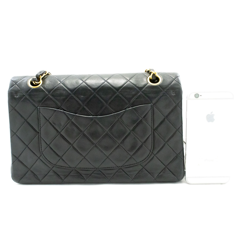 【日本直送】香奈兒經典雙蓋10吋鏈條單肩背包,黑色羊皮-2