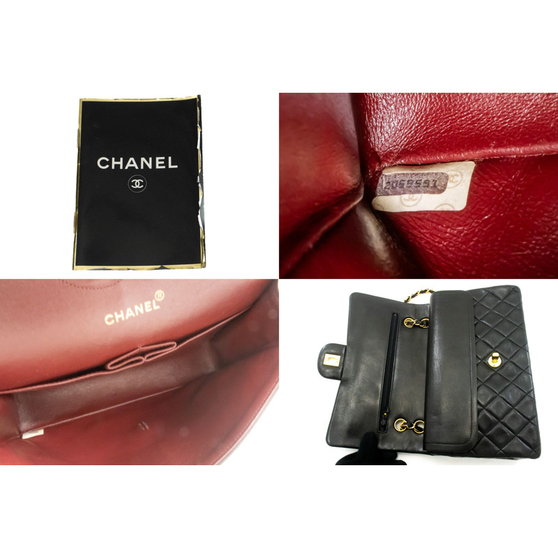 【日本直送】香奈兒經典雙蓋10吋鏈條單肩背包,黑色羊皮-8