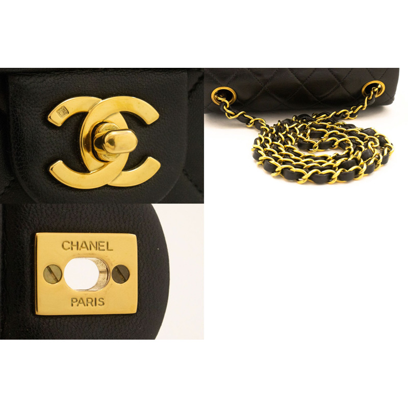 【日本直送】香奈兒迷你方形小鏈條肩背包/斜背包,黑色羊羔絨-6