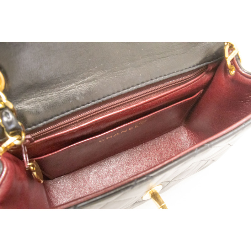 【日本直送】香奈兒迷你方形小鏈條肩背包/斜背包,黑色羊羔絨-9