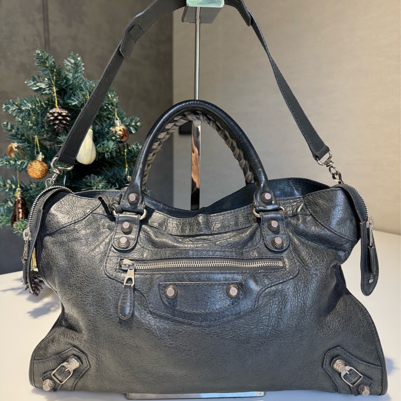 Balenciaga Classic City bag 鐵灰色機車包-4