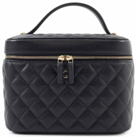 香奈兒經典永恆化妝包手袋 AP2573 魚子醬紋皮革黑色女士