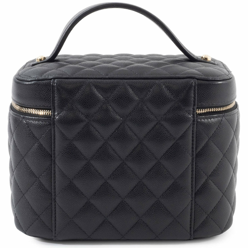 香奈兒經典永恆化妝包手袋 AP2573 魚子醬紋皮革黑色女士-1