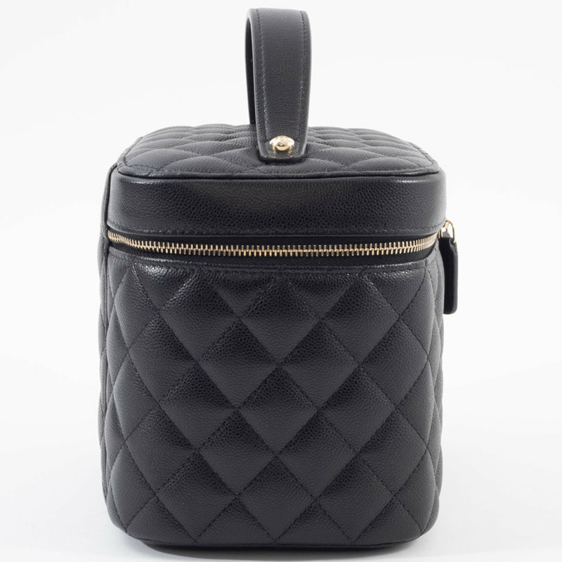 香奈兒經典永恆化妝包手袋 AP2573 魚子醬紋皮革黑色女士-2