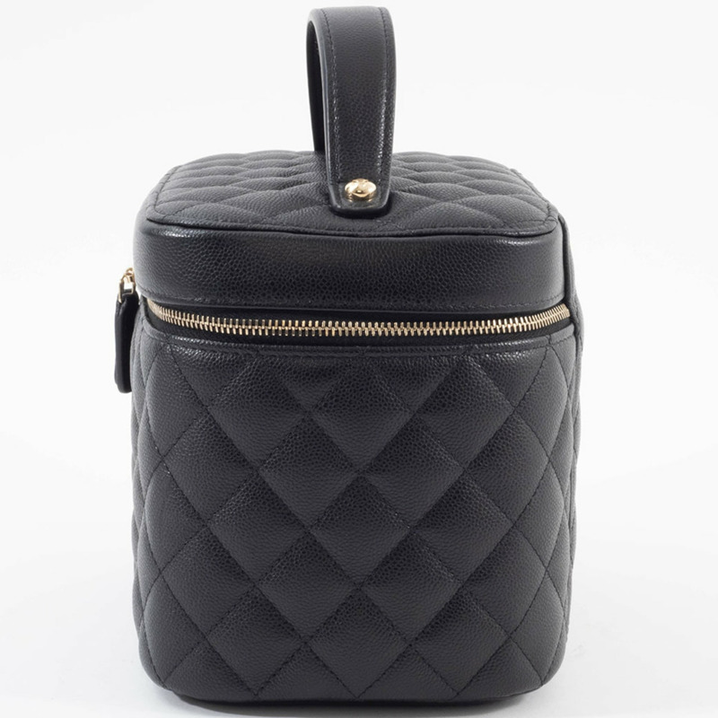 香奈兒經典永恆化妝包手袋 AP2573 魚子醬紋皮革黑色女士-3