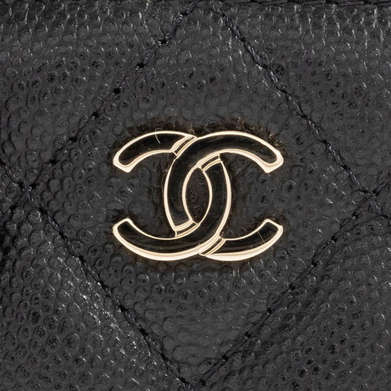 香奈兒經典永恆化妝包手袋 AP2573 魚子醬紋皮革黑色女士-8
