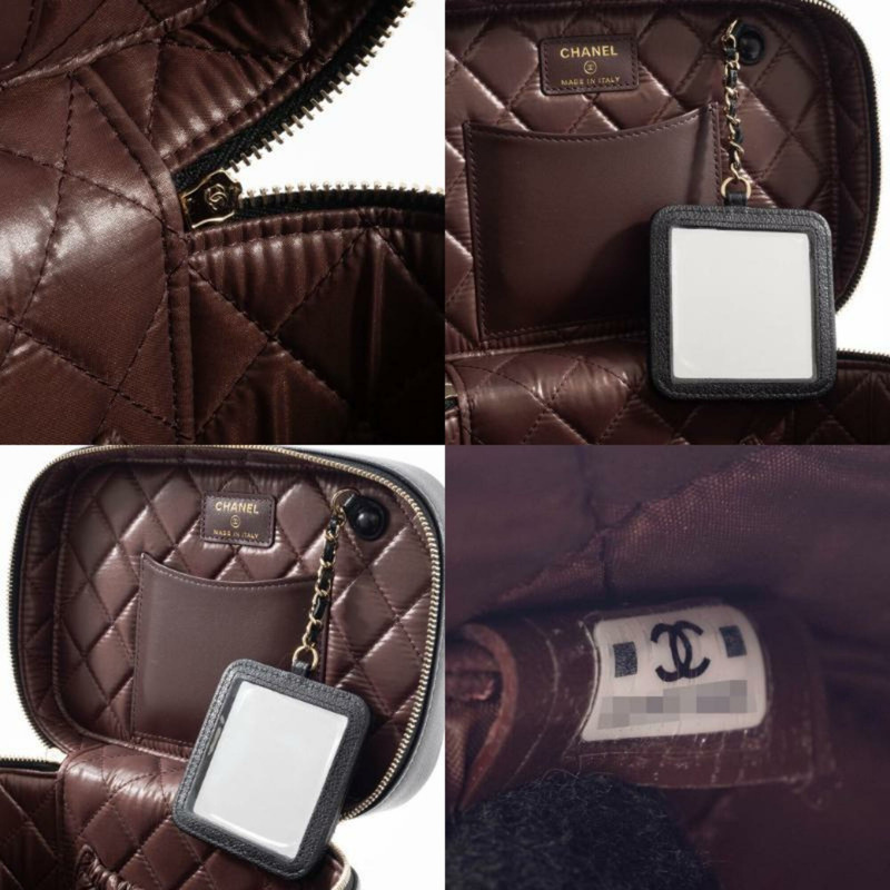 香奈兒經典永恆化妝包手袋 AP2573 魚子醬紋皮革黑色女士-13