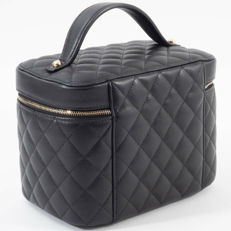 香奈兒經典永恆化妝包手袋 AP2573 魚子醬紋皮革黑色女士-15
