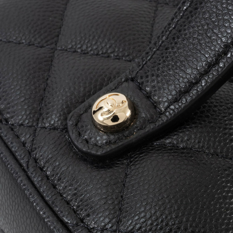 香奈兒經典永恆化妝包手袋 AP2573 魚子醬紋皮革黑色女士-16