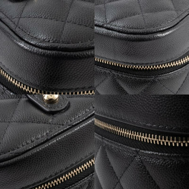 香奈兒經典永恆化妝包手袋 AP2573 魚子醬紋皮革黑色女士-17