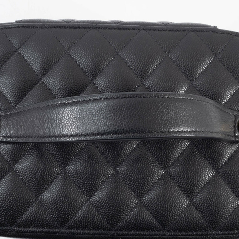 香奈兒經典永恆化妝包手袋 AP2573 魚子醬紋皮革黑色女士-18