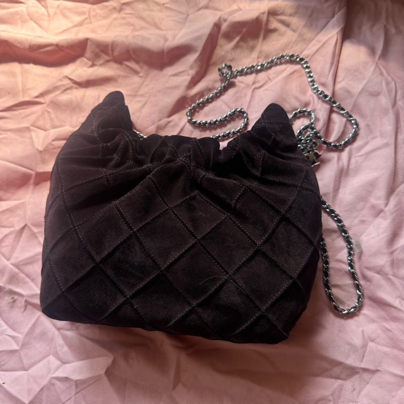 Tory Burch 麂皮鏈條流浪包9.8新-0