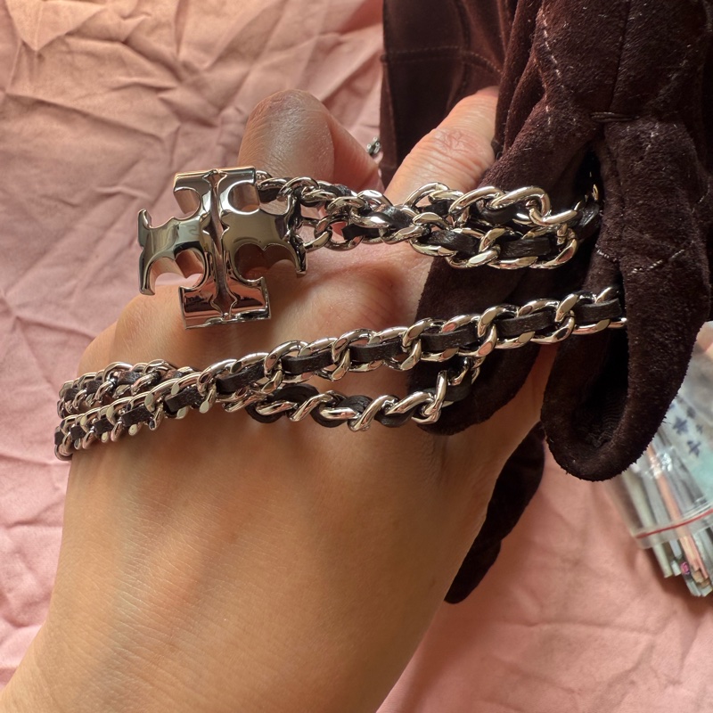 Tory Burch 麂皮鏈條流浪包9.8新-11